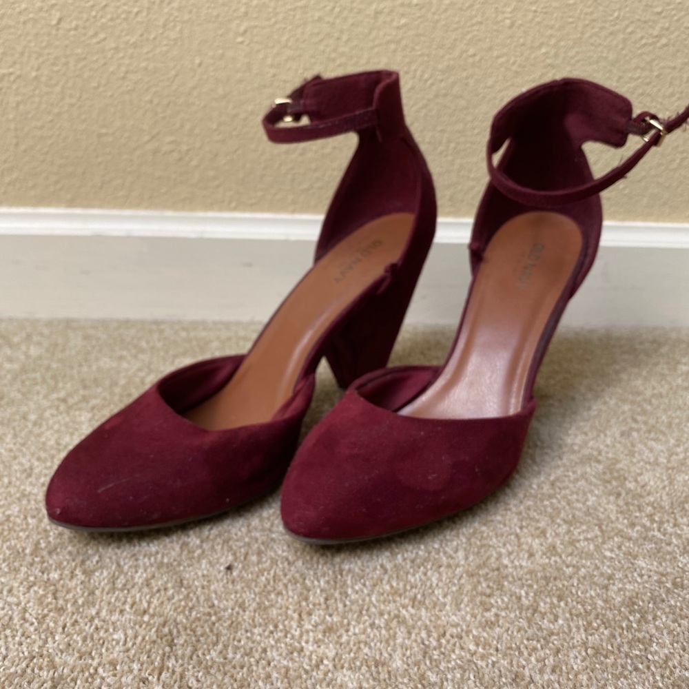 Magenta ankle strap heels